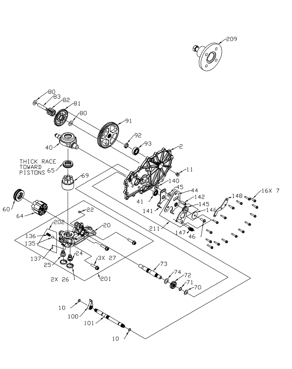 Transmission - Right Hand Lower Diagram and Parts List for Z-FORCEPRO48-KH 53BH3AGN050-22HP Cub Cadet Lawn Tractor